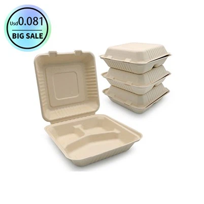 Biodegradable Clamshell Ntim Cov Khoom Noj